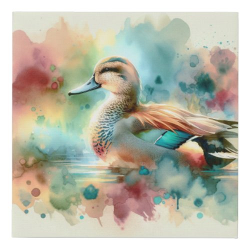 Gadwall Duck AREF1704 1 _ Watercolor Faux Canvas Print