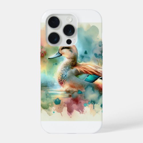 Gadwall Duck AREF1704 _ Watercolor iPhone 15 Pro Case