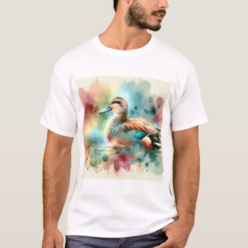 Gadwall Duck AREF1704 _ Watercolor T_Shirt