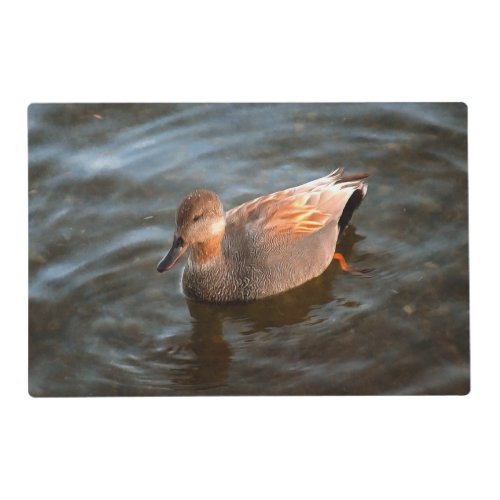 Gadwall Duck Drake on the Lake Placemat