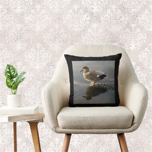 Gadwell Duck Black Square Throw Pillow