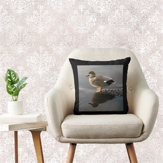 Gadwell Duck Black Square Throw Pillow (Creator Uploaded)