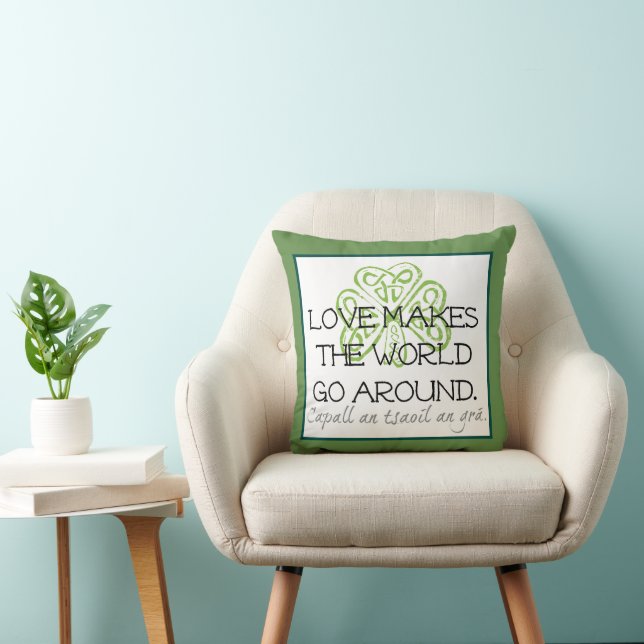 Gaelic Love Quote & Shamrock Throw Pillow (Chair)