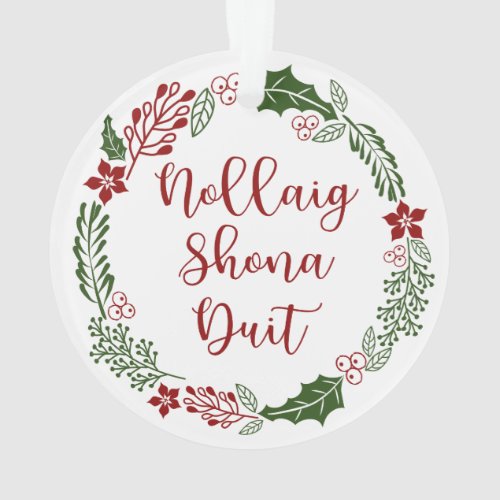 Gaelic Merry Christmas Wreath Nollaig shona duit Ornament