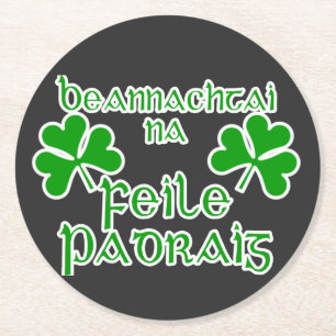 Gaelic St. Patrick's Day Round Paper Coaster