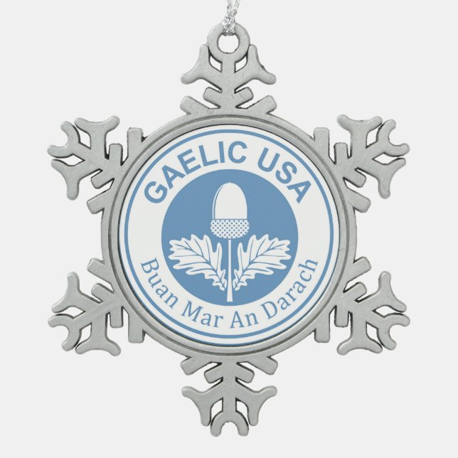 GaelicUSA Snowflake Charm Snowflake Pewter Christmas Ornament (Front)