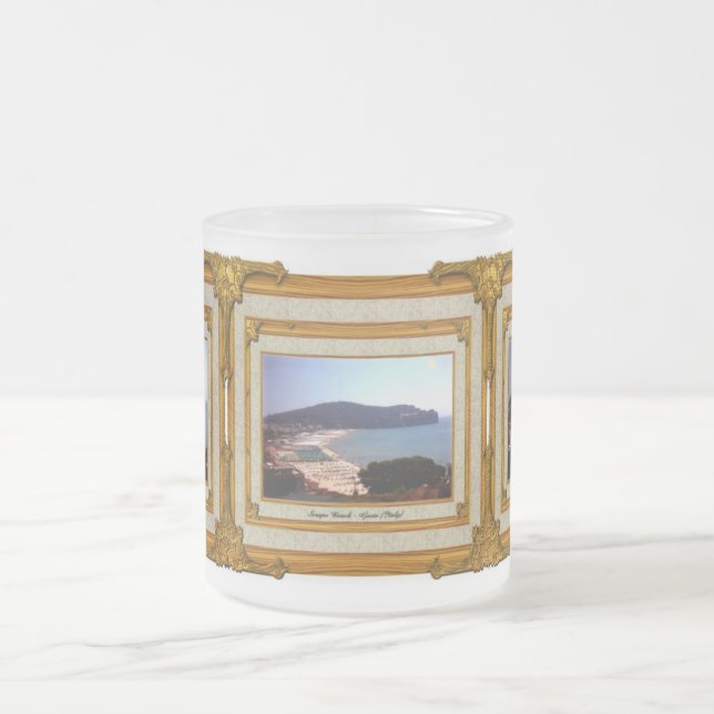 Gaeta Beach Vintage Frame Frosted Glass Coffee Mug (Center)