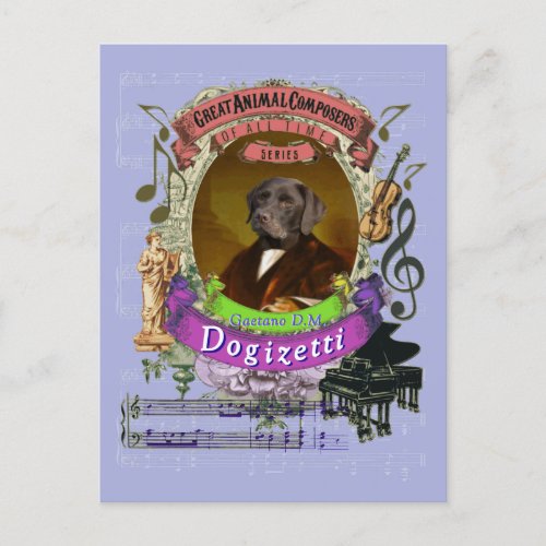 Gaetano Dogizetti Dog Animal Composer Donizetti Postcard