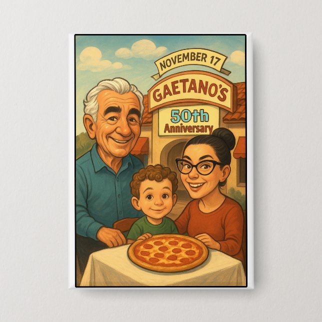 Gaetano’s of Tierrasanta 50th Anniversary Button (Front)