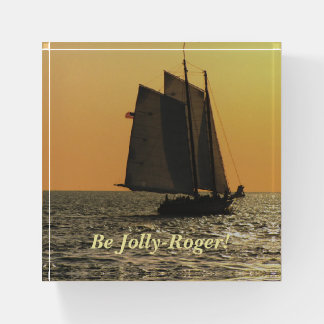 Gaff Rigged Sailboat Key West Sunset Paperweight