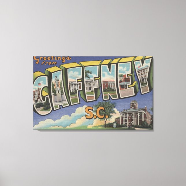 Gaffney, South Carolina - Large Letter Scenes Canvas Print (Front)