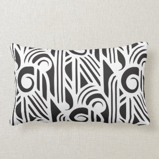 GaG Art Deco Lumbar Pillow - Black on White