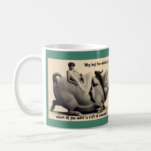 Gag Gift Coffee Mug Coworker Lady & Old Pig humor (Left)