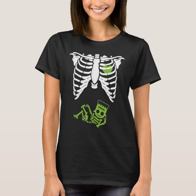 Gag Thanksgiving Pregnancy Announcement Skeleton B T-Shirt (Front)