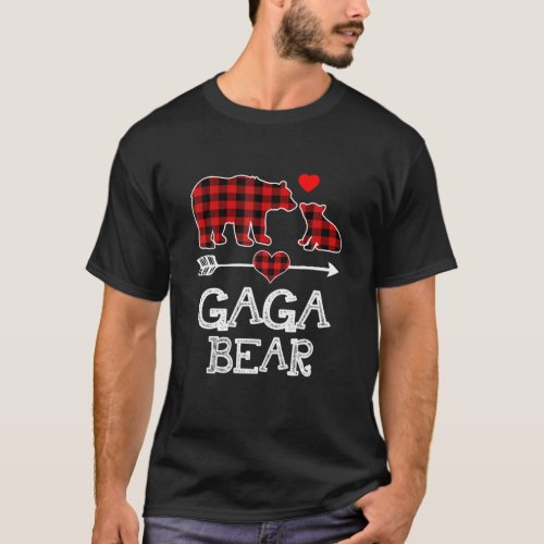 Gaga Bear Christmas Pajama Red Plaid Buffalo Famil T_Shirt