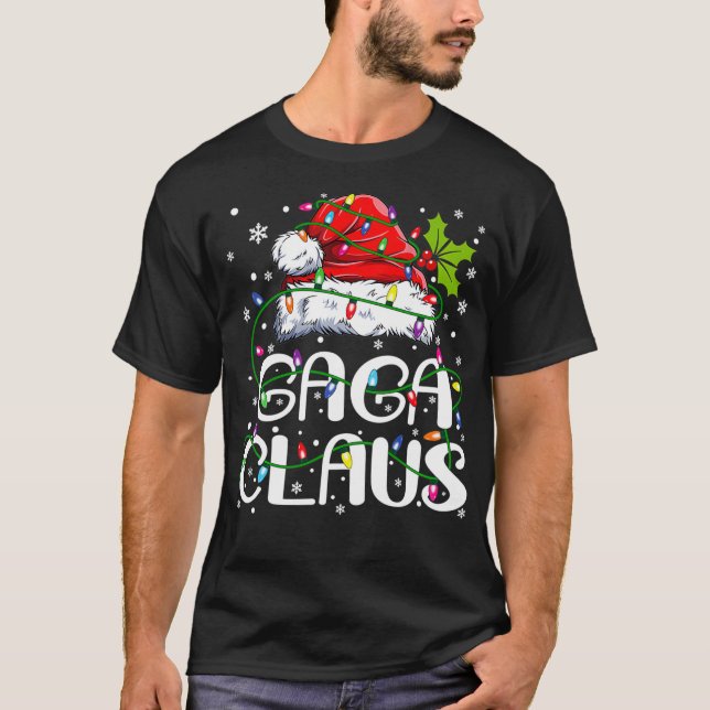 Gaga Claus  Christmas Lights Pajama Family Matchin T-Shirt (Front)