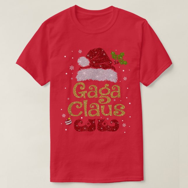 Gaga Claus Funny Santa Christmas Pajama Family Mat T-Shirt (Design Front)