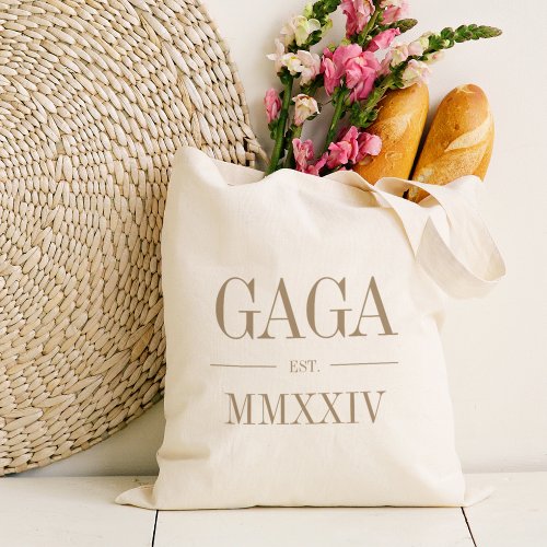 Gaga Grandma Roman Numeral Year Established Tote Bag