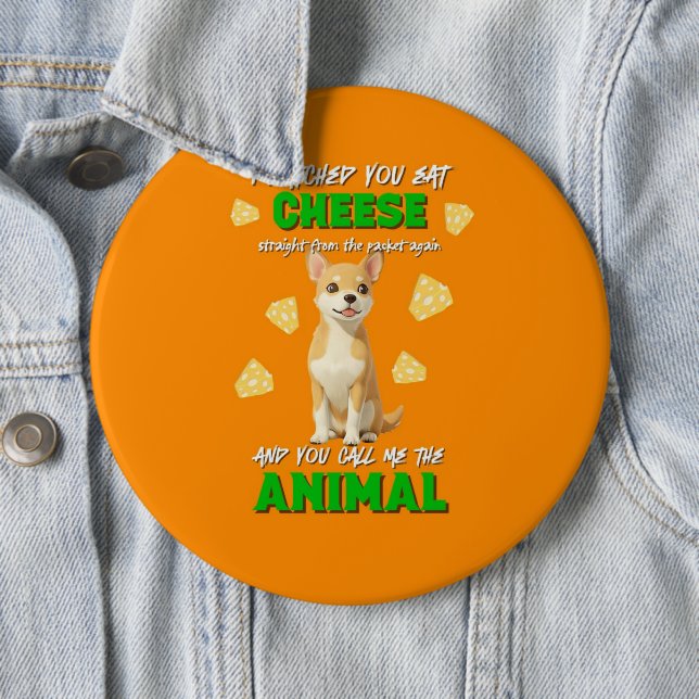 Gaga & Grumps Cheese Animal Funny Orange Chihuahua Button (In Situ)