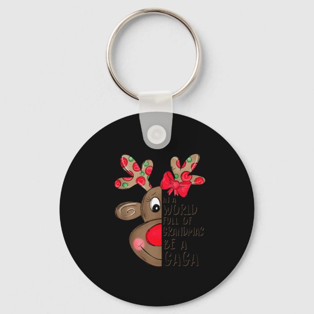 Gaga Reindeer Xmas Happy Family New Reindeer Merry Keychain (Front)