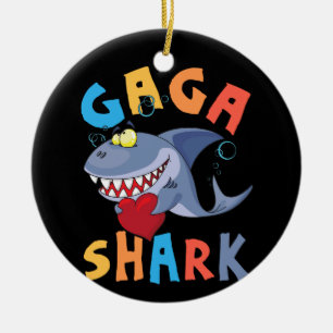 Gaga Shark Birthday Family Mother's Day Ceramic Ornament