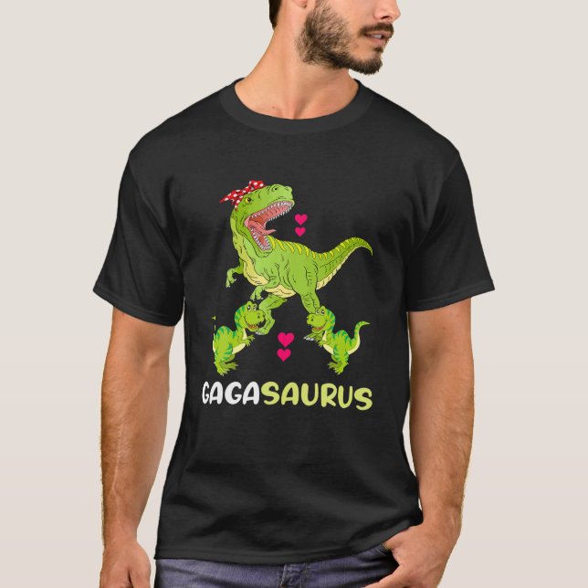 Gagasaurus T Rex Dinosaur Gaga Saurus Family T-Shirt (Front)