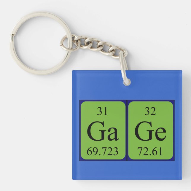 Gage periodic table name keyring (Front)