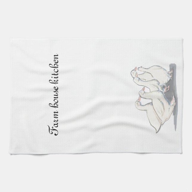 Gaggle of Geese Pen and Ink Drawing Kitchen Towel (Horizontal)