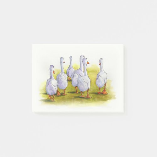 Gaggle of Geese Walking Away Watercolor Painting Post_it Notes