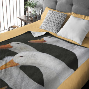 Gaggle of White Ducks With Orange Bills Fleece Blanket