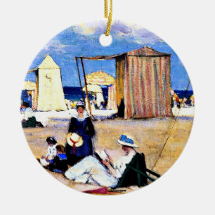 Gagnon - The Beach at Dinard, fine art Ceramic Ornament