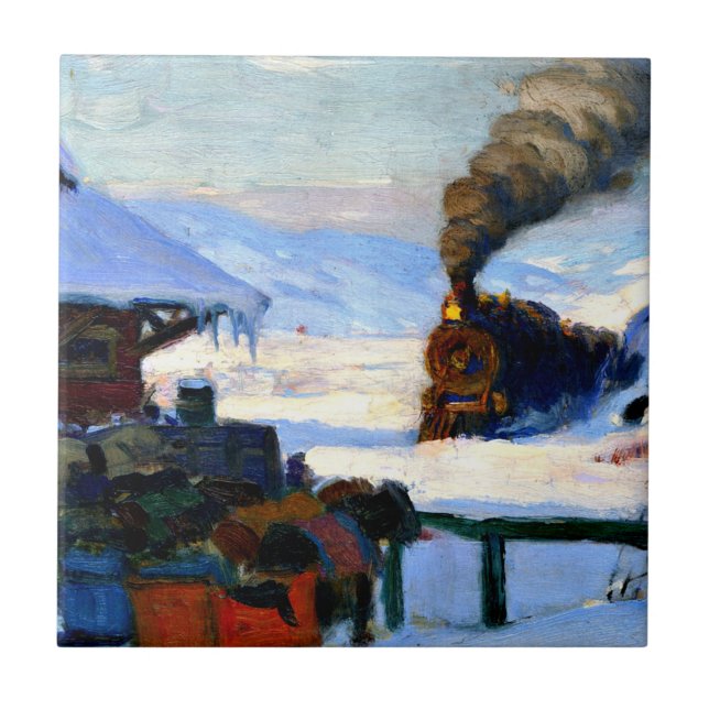 Gagnon - The Train, Baie-Saint-Paul Ceramic Tile (Front)