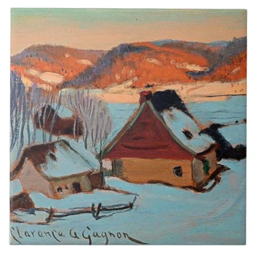Gagnon _ Twilight _ Winter in Quebec Ceramic Tile