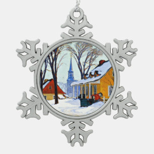 Gagnon - Winter Morning, Baie-Saint Paul Snowflake Pewter Christmas Ornament