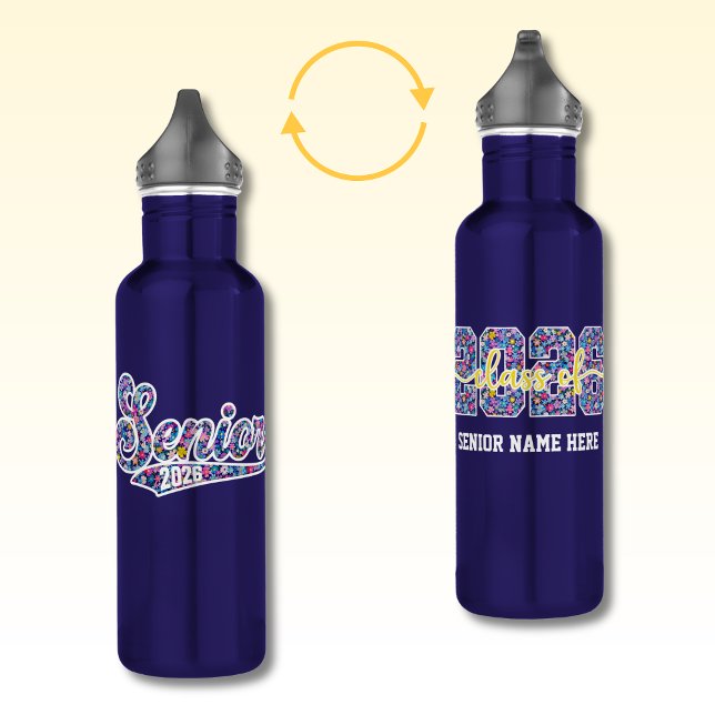 Gahanna Lions Floral Personalized Stainless Steel Water Bottle (Creator Uploaded)