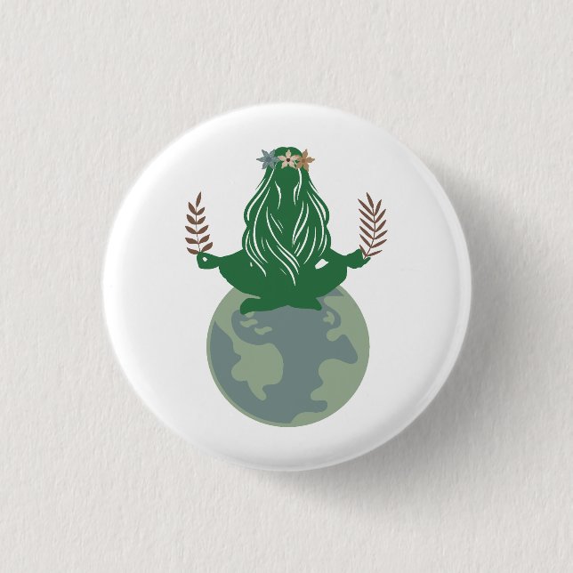 Gaia Earth Goddess, Mother Earth, Planet Earth  Button (Front)