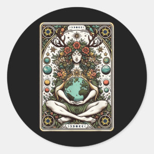 Gaia Greek Goddess Pagan Mother Earth Nature Tarot Classic Round Sticker