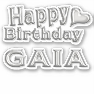 Gaia Happy Birthday silver sticker decal
