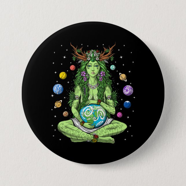 Gaia Mother Earth Goddess Button (Front)