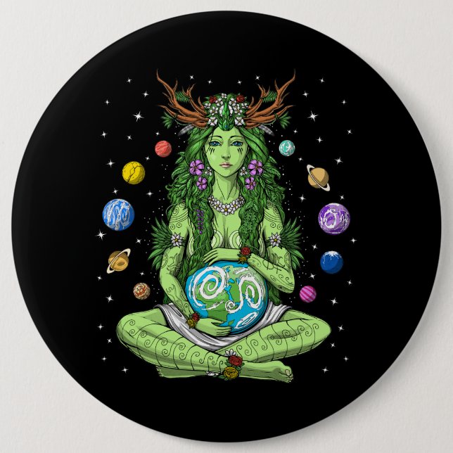 Gaia Mother Earth Goddess Button (Front)