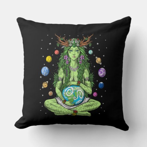 Gaia Mother Earth Goddess Throw Pillow