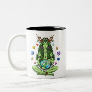 Gaia Mother Earth Goddess Two-Tone Coffee Mug