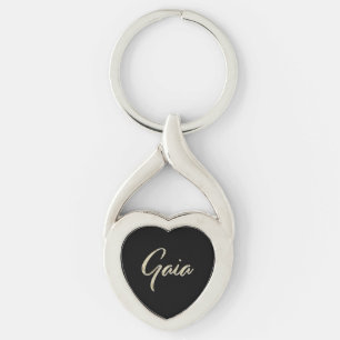 Gaia white gold handwriting keychain