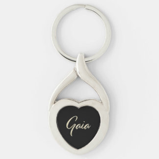 Gaia white gold handwriting keychain