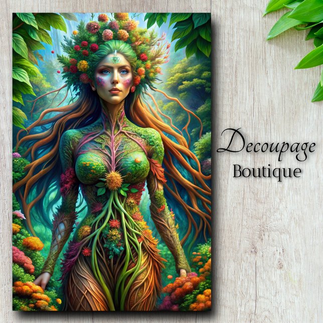 Gaia's Awakening Vibrant Nature Goddess Decoupage Tissue Paper (Gaia's Awakening Vibrant Nature Decoupage Tissue Paper)