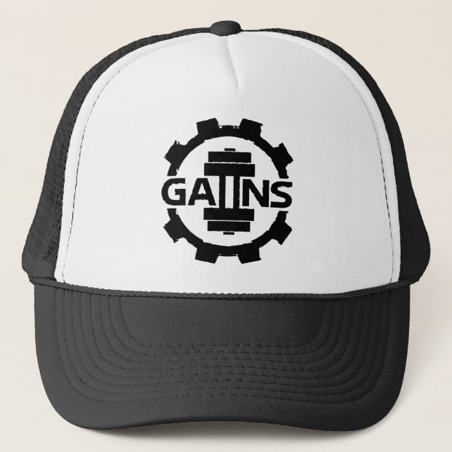 GAIINS BODYBUILDING APPAREL *NEW* DESIGN* HAT* TRUCKER HAT (Front)