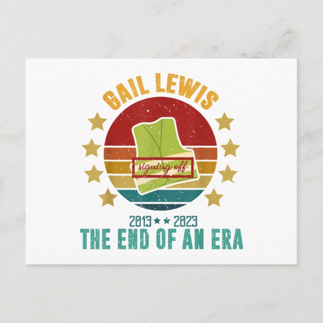 Gail Lewis, We Salute You, The End Of An Era Signi Holiday Postcard (Front)