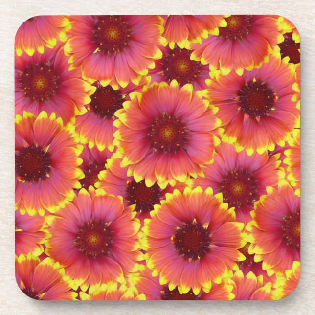 Gaillardia Seamless Pattern Beverage Coaster (Front)
