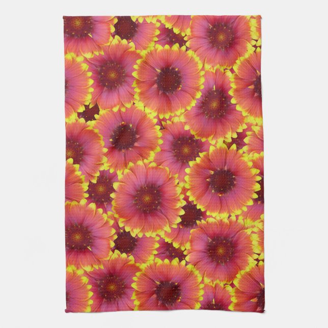 Gaillardia Seamless Pattern Kitchen Towel (Vertical)