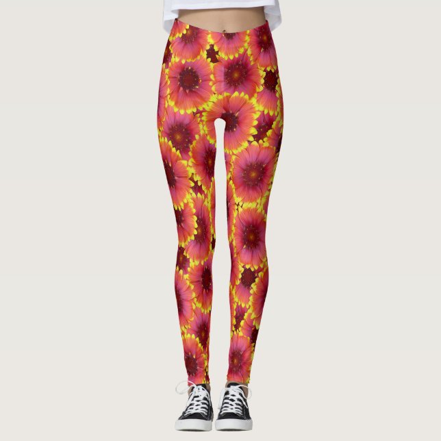 Gaillardia Seamless Pattern Leggings (Front)
